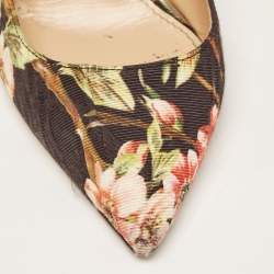 Dolce & Gabbana Multicolor Floral Print Brocade Slingback Pointed Toe Pumps Size 38 