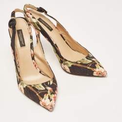 Dolce & Gabbana Multicolor Floral Print Brocade Slingback Pointed Toe Pumps Size 38 