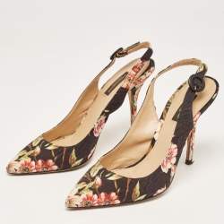 Dolce & Gabbana Multicolor Floral Print Brocade Slingback Pointed Toe Pumps Size 38 