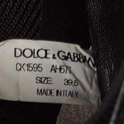 Pre Owned Dolce & Gabbana Black/White Logo Print Knit Fabric Sorrento Sneakers Size 39.5