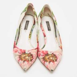 Pre Owned Dolce & Gabbana Multicolor Brocade Fabric Floral Print Pointed Toe Pumps Size 36
