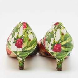 Pre Owned Dolce & Gabbana Multicolor Brocade Fabric Floral Print Pointed Toe Pumps Size 36