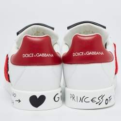 Pre Owned Dolce & Gabbana White Leather Portofino Sneakers Size 40