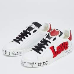 Pre Owned Dolce & Gabbana White Leather Portofino Sneakers Size 40