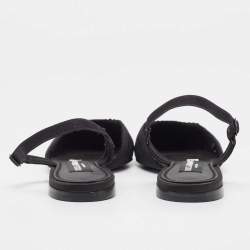 Pre Owned Dolce & Gabbana Black Satin and Mesh Slingback Flats Size 37