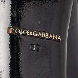 Pre Owned Dolce & Gabbana Black Patent Leather Platform Peep Toe Pumps Size 37