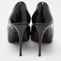 Pre Owned Dolce & Gabbana Black Patent Leather Platform Peep Toe Pumps Size 37
