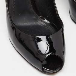 Pre Owned Dolce & Gabbana Black Patent Leather Platform Peep Toe Pumps Size 37