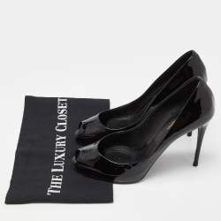 Pre Owned Dolce & Gabbana Black Patent Leather Platform Peep Toe Pumps Size 37