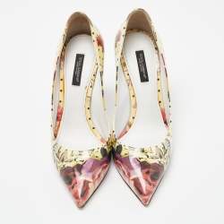 Pre Owned Dolce & Gabbana Multicolor Floral Print Patent Leather Pointed Toe Pumps Size 38