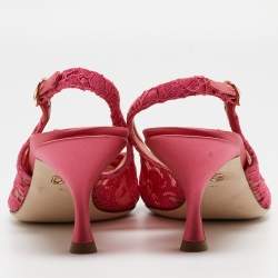 Pre Owned Dolce & Gabbana Pink Lace and Mesh Slingback Pumps Size 40