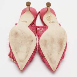 Pre Owned Dolce & Gabbana Pink Lace and Mesh Slingback Pumps Size 40