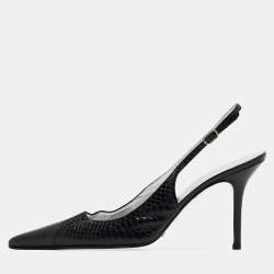 Pre Owned Dolce & Gabbana Black Python Slingback Pumps Size 39