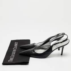 Pre Owned Dolce & Gabbana Black Python Slingback Pumps Size 39