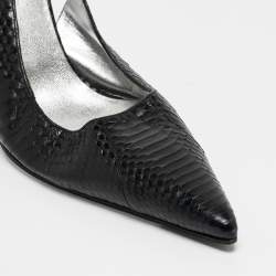 Pre Owned Dolce & Gabbana Black Python Slingback Pumps Size 39