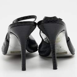 Pre Owned Dolce & Gabbana Black Python Slingback Pumps Size 39