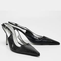 Pre Owned Dolce & Gabbana Black Python Slingback Pumps Size 39