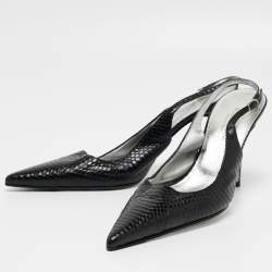 Pre Owned Dolce & Gabbana Black Python Slingback Pumps Size 39