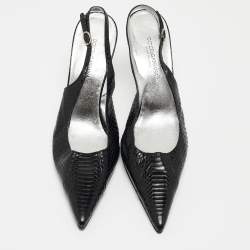 Pre Owned Dolce & Gabbana Black Python Slingback Pumps Size 39