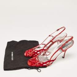 Pre Owned Dolce & Gabbana Red Python Leather Ankle Strap Sandals Size 39