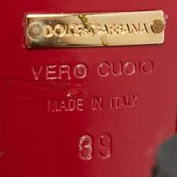 مملوكة مسبقًا Dolce & Gabbana Red/Black Patent and Leather Lace Up Sandals Size 39