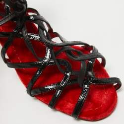 مملوكة مسبقًا Dolce & Gabbana Red/Black Patent and Leather Lace Up Sandals Size 39