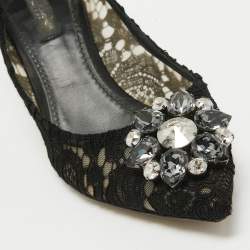 Pre Owned Dolce & Gabbana Black Lace Bellucci Pumps Size 37