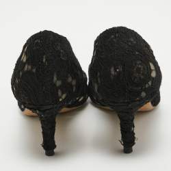 Pre Owned Dolce & Gabbana Black Lace Bellucci Pumps Size 37