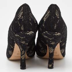 Pre Owned Dolce & Gabbana Black Lace Round Toe Pumps Size 37.5