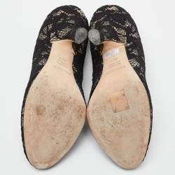 Pre Owned Dolce & Gabbana Black Lace Round Toe Pumps Size 37.5