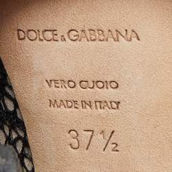 Pre Owned Dolce & Gabbana Black Lace Round Toe Pumps Size 37.5