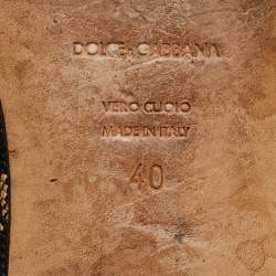 Pre Owned Dolce & Gabbana Beige/Black Raffia Floral Applique Thong Flat Sandals Size 40