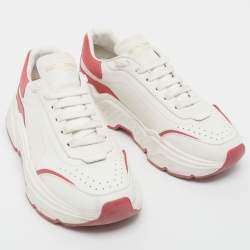Pre Owned Dolce & Gabbana White/Pink Leather Daymaster Sneakers Size 41