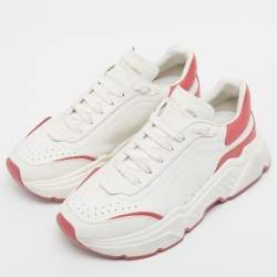 Pre Owned Dolce & Gabbana White/Pink Leather Daymaster Sneakers Size 41