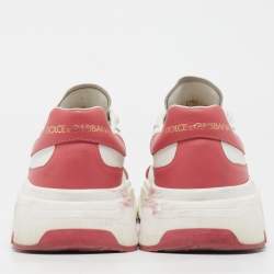 Pre Owned Dolce & Gabbana White/Pink Leather Daymaster Sneakers Size 41