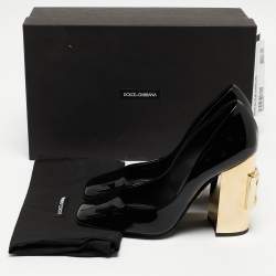 Pre Owned Dolce & Gabbana Black Patent Leather Jackie Block Heel Pumps Size 39