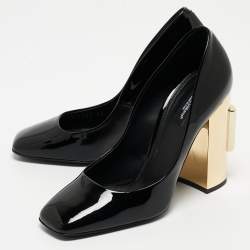Pre Owned Dolce & Gabbana Black Patent Leather Jackie Block Heel Pumps Size 39