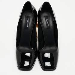 Pre Owned Dolce & Gabbana Black Patent Leather Jackie Block Heel Pumps Size 39
