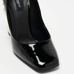 Pre Owned Dolce & Gabbana Black Patent Leather Jackie Block Heel Pumps Size 39
