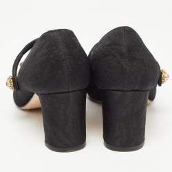 Pre Owned Dolce & Gabbana Black Brocade Fabric Embellished Mary Jane Pumps Size 39
