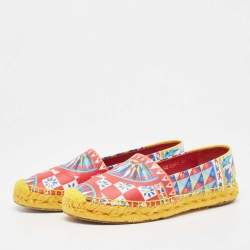  Dolce & Gabbana Multicolor Print Canvas Platform Espadrilles Size 36