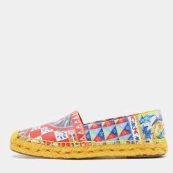  Dolce & Gabbana Multicolor Print Canvas Platform Espadrilles Size 36