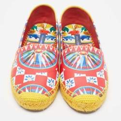  Dolce & Gabbana Multicolor Print Canvas Platform Espadrilles Size 36