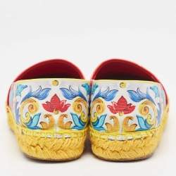  Dolce & Gabbana Multicolor Print Canvas Platform Espadrilles Size 36