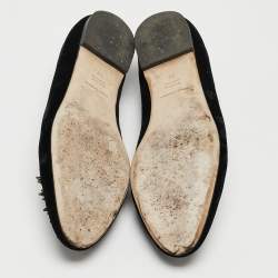 Dolce & Gabbana Black Embroidered Velvet Smoking Slippers Size 38