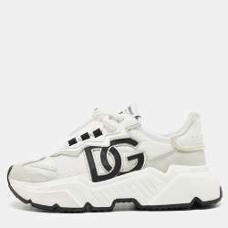 Pre Owned Dolce & Gabbana White Nylon and Leather Daymaster Sneakers Size 38