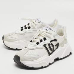 Pre Owned Dolce & Gabbana White Nylon and Leather Daymaster Sneakers Size 38