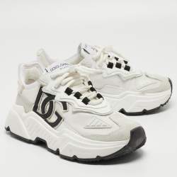 Pre Owned Dolce & Gabbana White Nylon and Leather Daymaster Sneakers Size 38