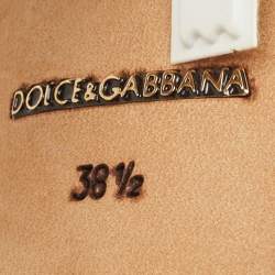 Pre Owned Dolce & Gabbana Gold Sequins Studded Heel Square Toe Pumps Size 38.5