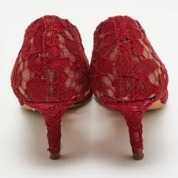 Pre Owned Dolce & Gabbana Dark Red Lace Bellucci Pumps Size 38.5